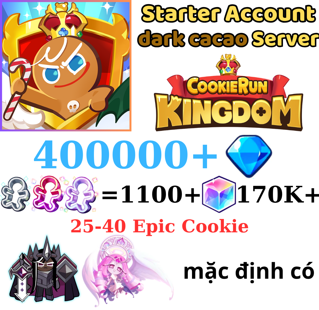 [GLOBAL/Darkcacao]400000+ Gems | Eternal Sugar Cookie | Cookie Run: Kingdom Starter Reroll Account